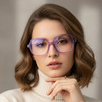 Oversize Square Animal Print Eyeglasses For Women LKE9132-BRN