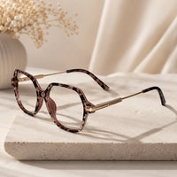 Oversize Square Animal Print Eyeglasses For Women LKE9132-BRN
