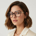 Oversize Square Animal Print Eyeglasses For Women LKE9132-BRN