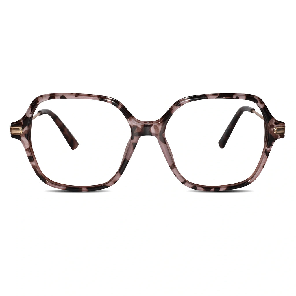 Oversize Square Animal Print Eyeglasses For Women LKE9132-BRN