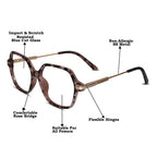 Oversize Square Animal Print Eyeglasses For Women LKE9132-BRN