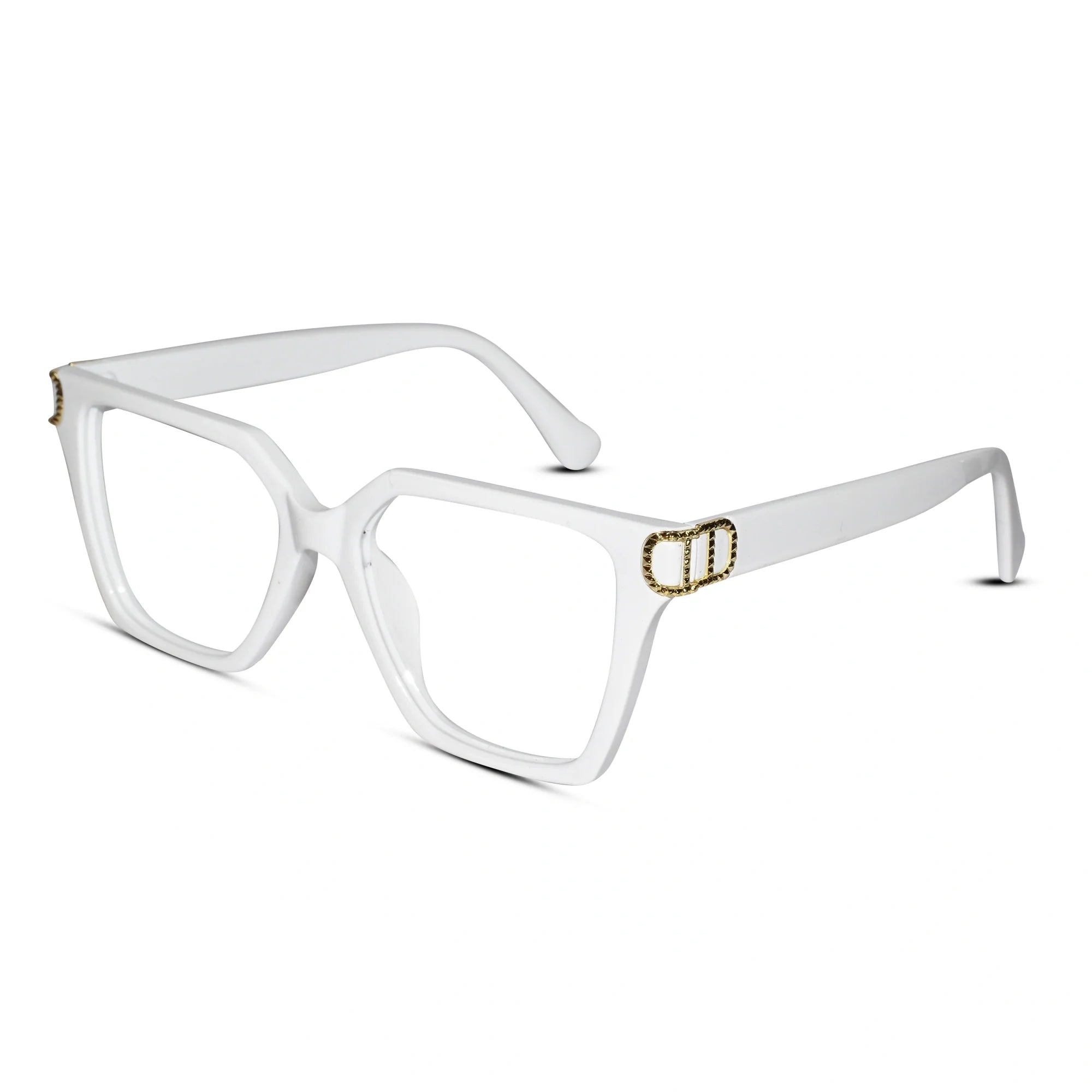 Oversize White Designer Square Eyeglasses For Women LKE23044-Black