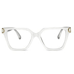 Oversize White Designer Square Eyeglasses For Women LKE23044-Black