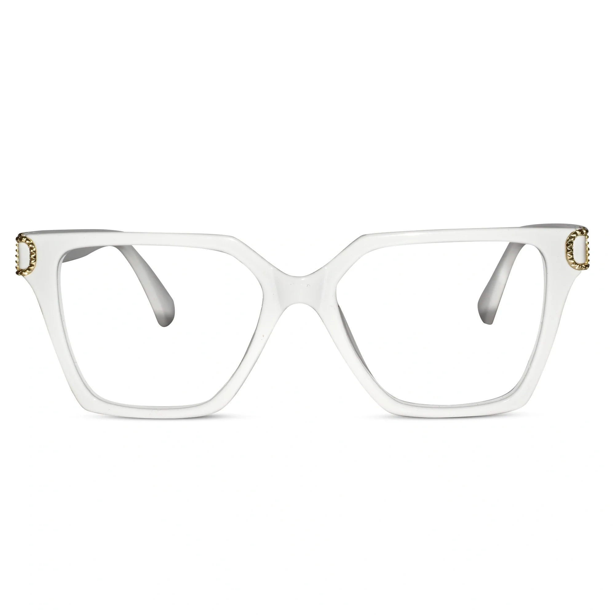 Oversize White Designer Square Eyeglasses For Women LKE23044-Black