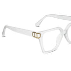 Oversize White Designer Square Eyeglasses For Women LKE23044-Black