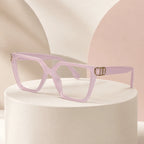 Oversize White Designer Square Eyeglasses For Women LKE23044-Black