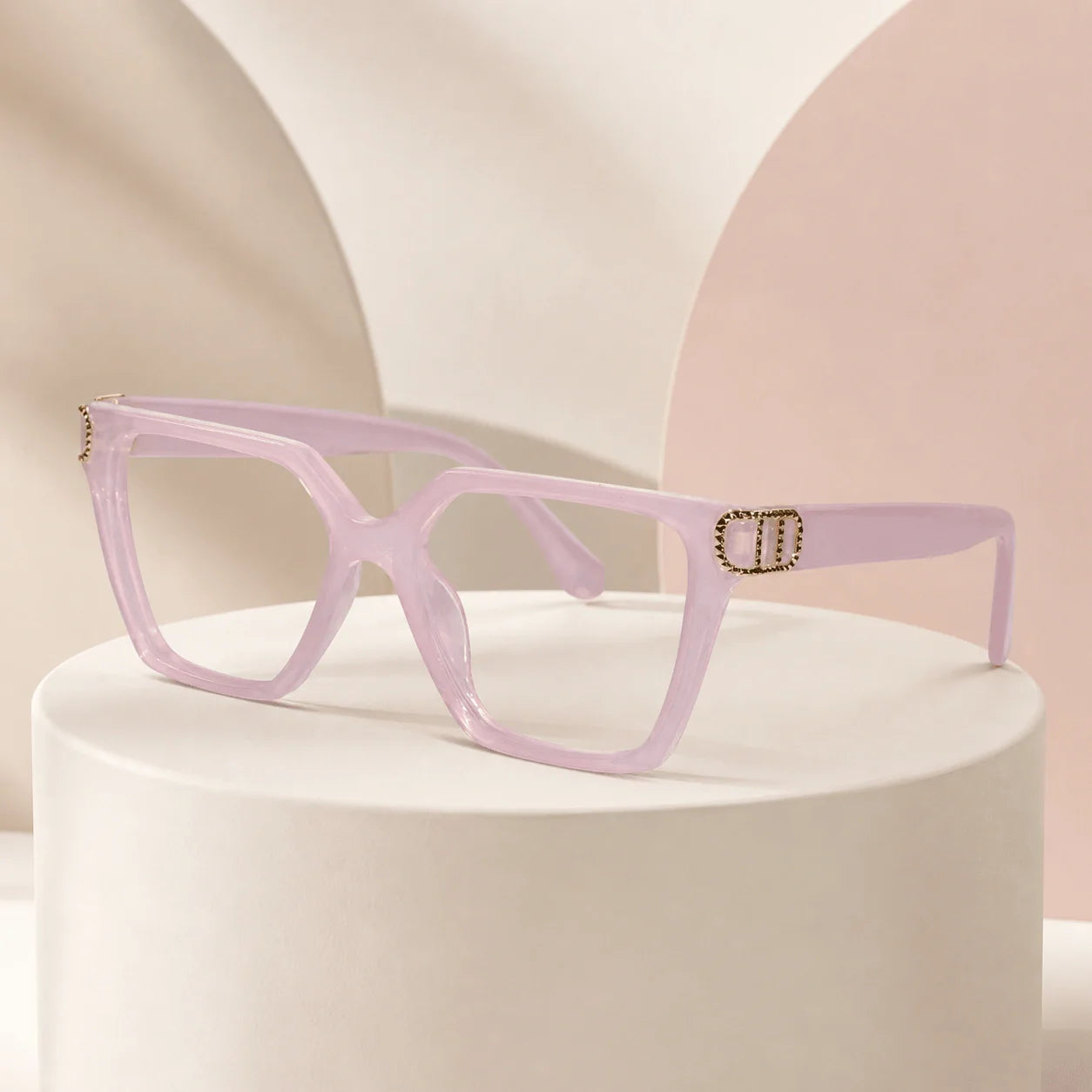 Oversize White Designer Square Eyeglasses For Women LKE23044-Black