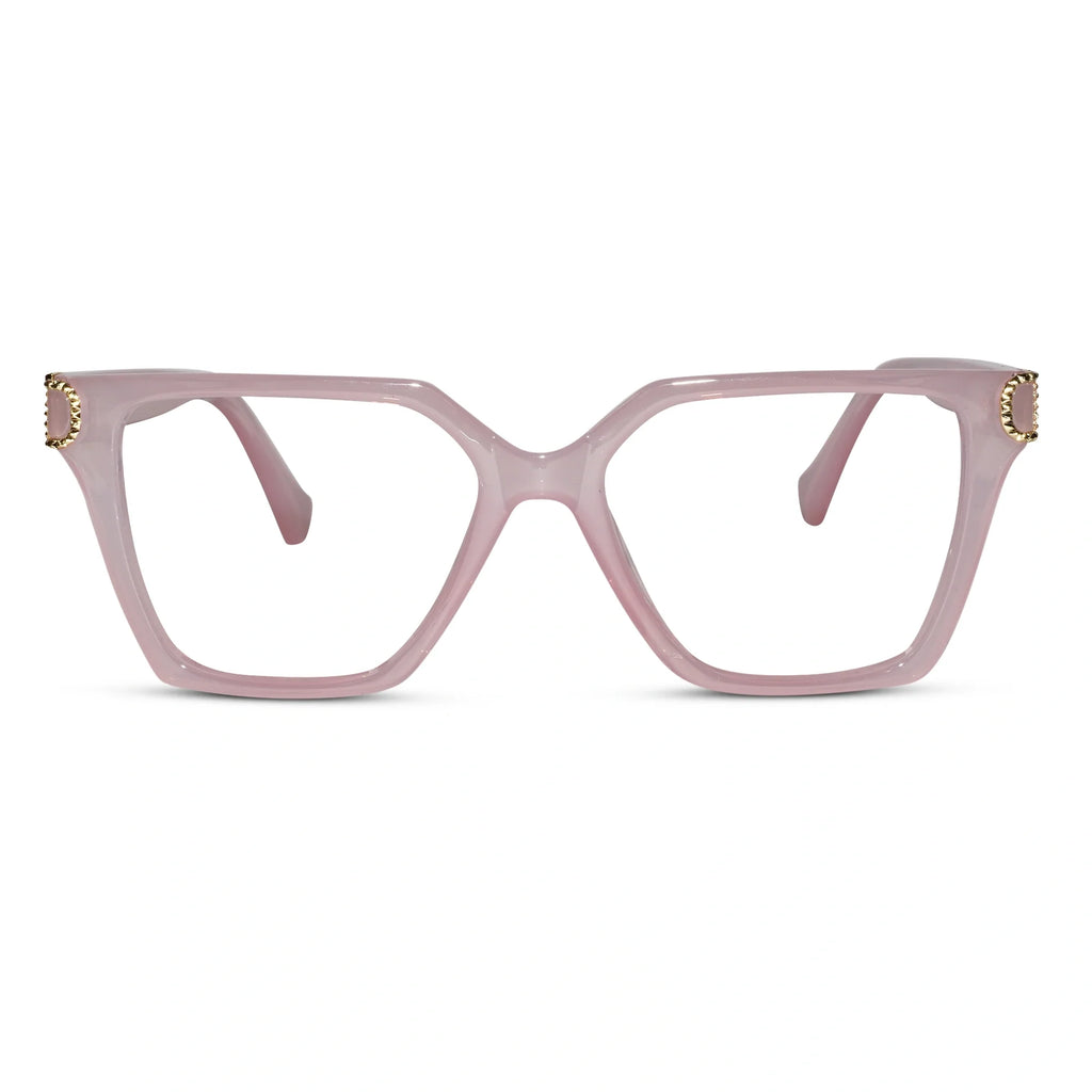 Oversize White Designer Square Eyeglasses For Women LKE23044-Black