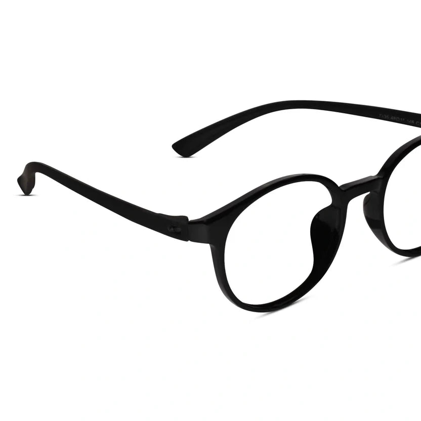 Round Full Rim Matt-Black Eyeglasses For Men & Women LKE7135-BLK