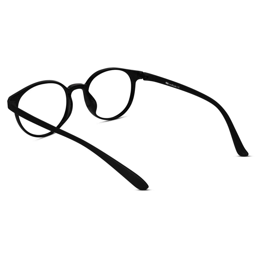 Round Full Rim Matt-Black Eyeglasses For Men & Women LKE7135-BLK