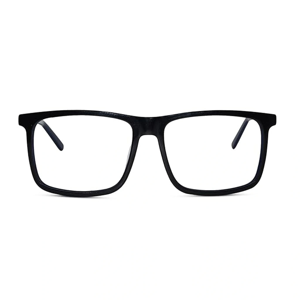 Shiny Black Acetate Rectangular Blue Cut Computer Glasses For Men & Women LKE921016-BLK