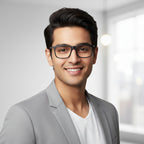 Shiny Black Acetate Rectangular Blue Cut Computer Glasses For Men & Women LKE921016-BLK