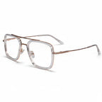 Transparent Gold Full Rim Rectangular Reading Glasses For Men LKE2229-TRANS GLD