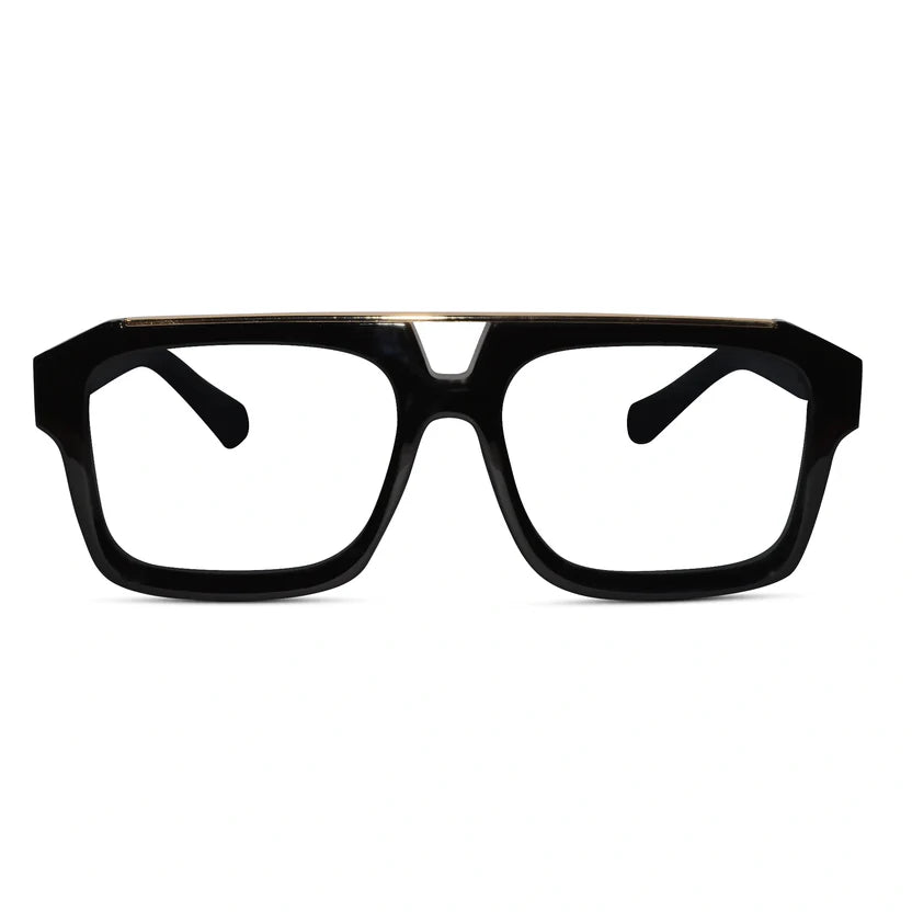 URBAN Black & Golden Rectangulare Eyeglasses For Men ELE500-BLK