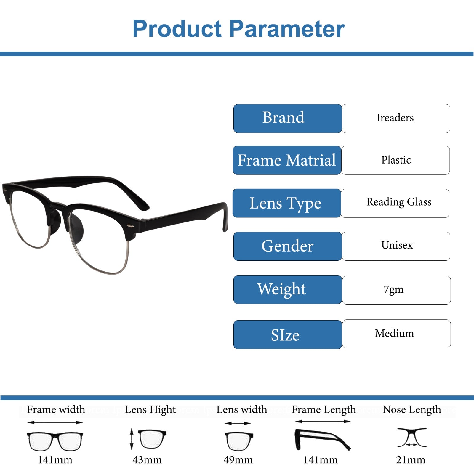 Designer Black Clubmaster Intelligent Zoom Bifocal Reading Glasses with FREE Photochromatic Reading Glasses (2PGCMBF01)