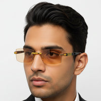 Brown Tint Bifocal Rimless Reading Glasses -3BBFTG