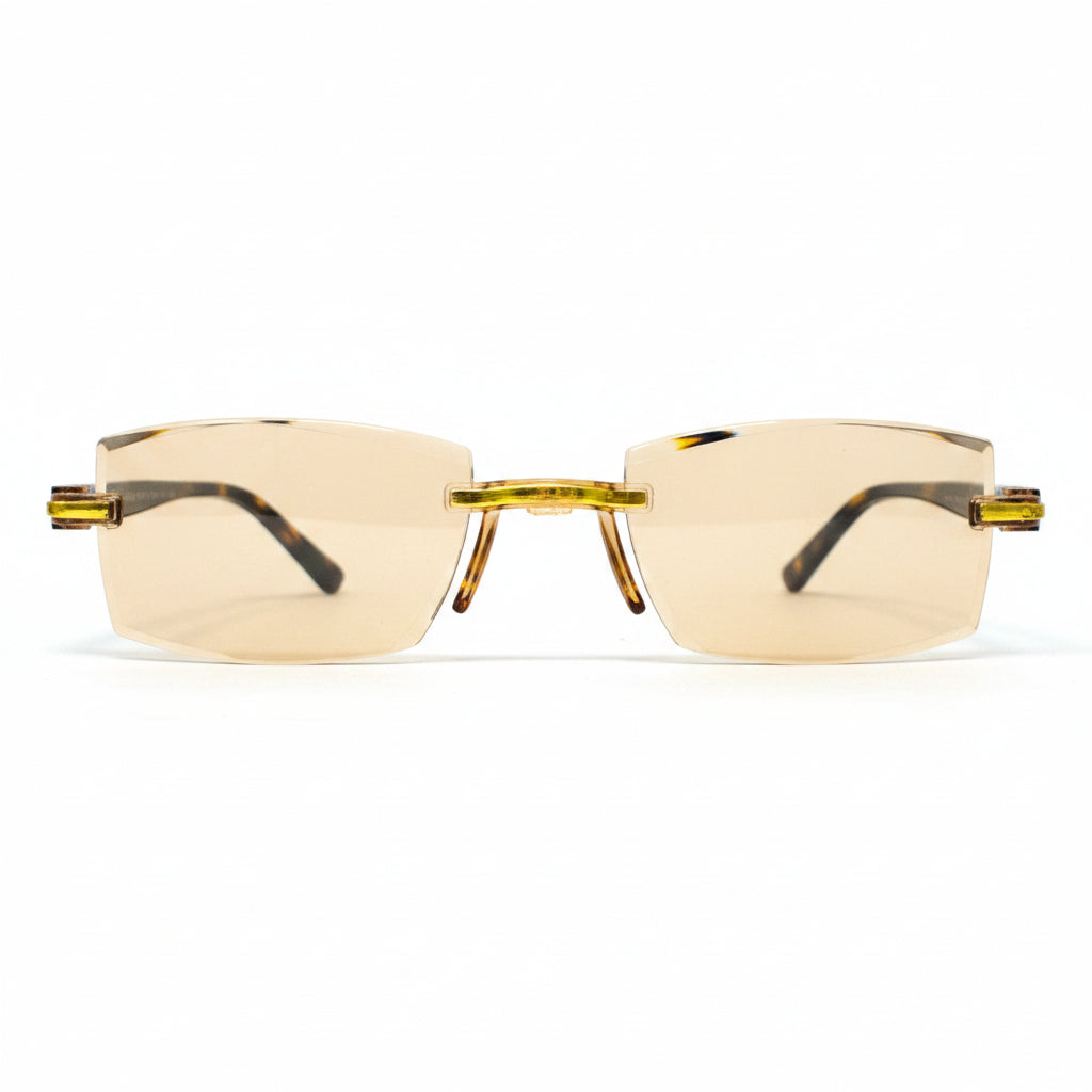 Brown Tint Bifocal Rimless Reading Glasses -3BBFTG