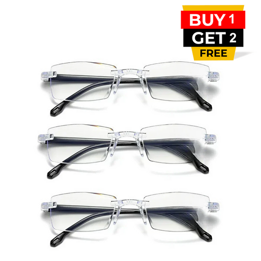 dual vision frameless minimalist zoom reading glasses  with adaptive according to mature people 