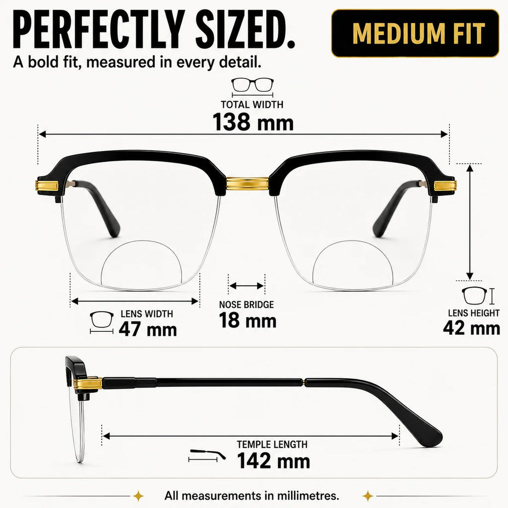 Stylish Black Golden Phothochromatic Bifocal Reading glasses For Men and Women -2PGBRG