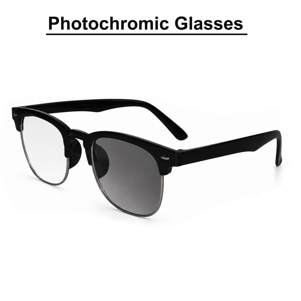 Designer Black Clubmaster Intelligent Zoom Bifocal Reading Glasses with FREE Photochromatic Reading Glasses (2PGCMBF01)